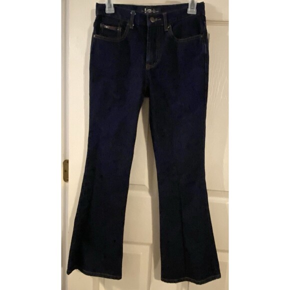 Vintage LEI Denim Flared Jeans Youth Girls 14 Fits 24x26.5 Dark Rinse Blue l.e.i - Picture 1 of 14